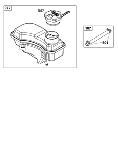 Fuel Supply Group Diagram and Parts List for 125P05-0065-F1 100000 - 19Z999 Briggs and Stratton Engine